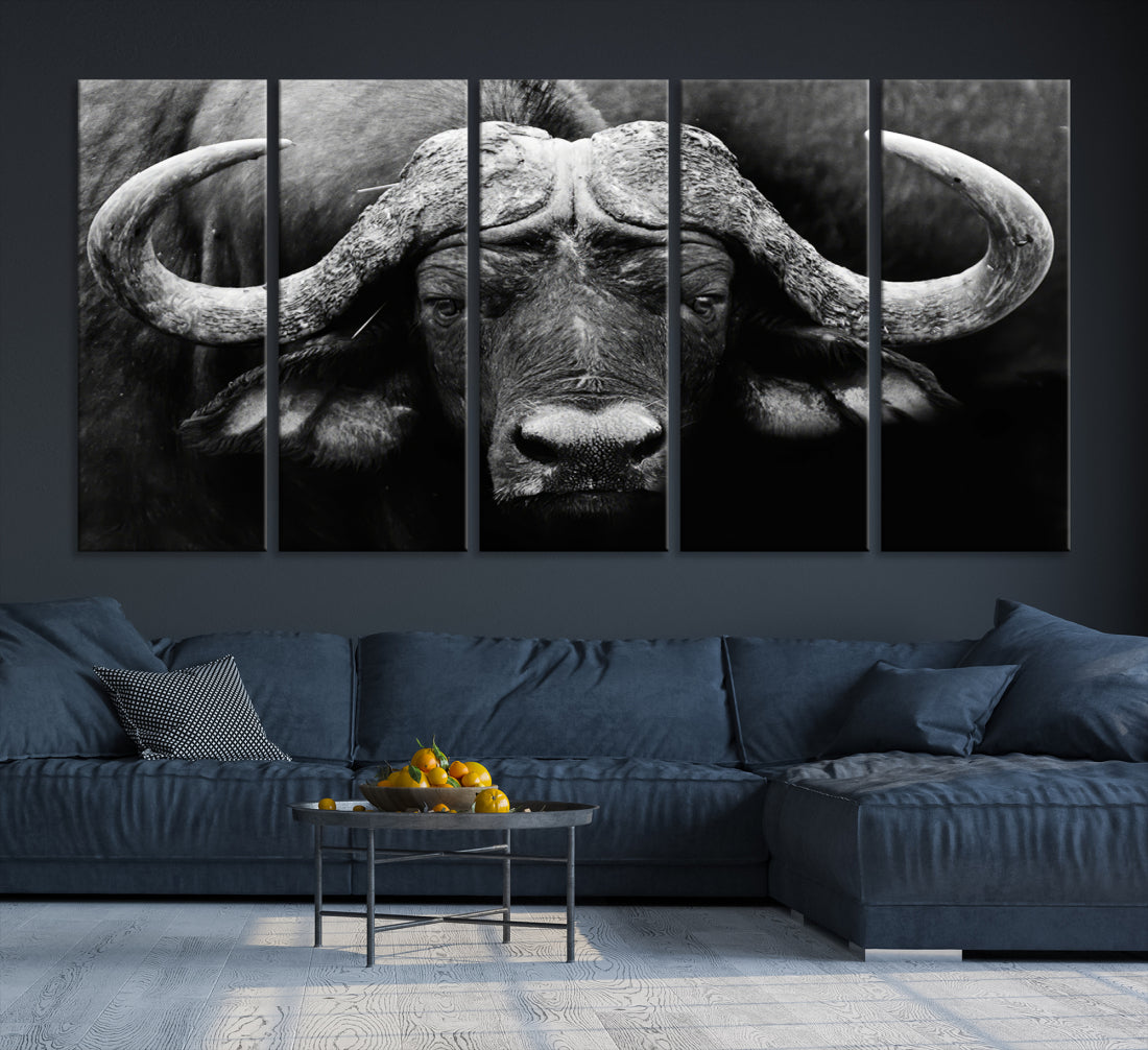African Cape Buffalo Canvas Print Wildlife Art Buffalo Horns Farmhouse wall decor