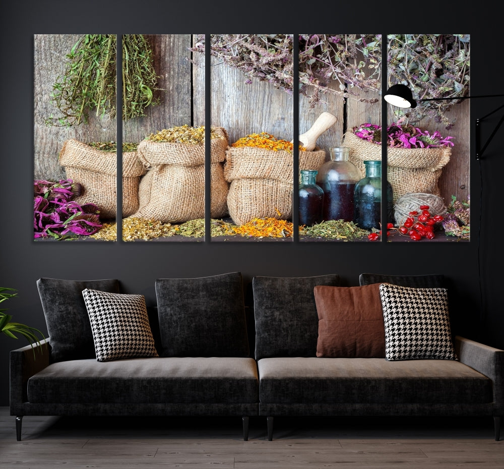 Colorful Dried Flowers Wall Art Spices Art Canvas Print Modern Living Room Wall Decor