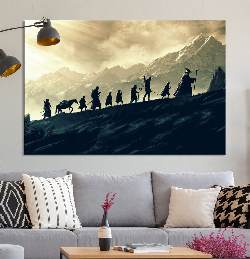 Fellowship of the Ring Wall Art Canvas Print, Framed set of 3 LOTR Print, Lord of the Rings Canvas Art