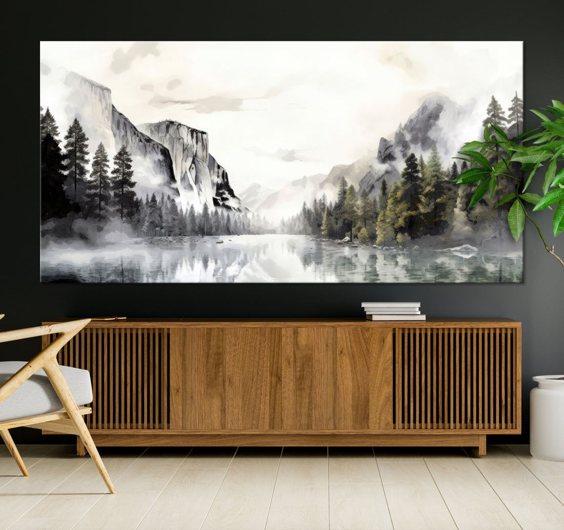 Yosemite National Park Watercolor Wall Art Canvas Print Soft Apartment Modern Wall Decor