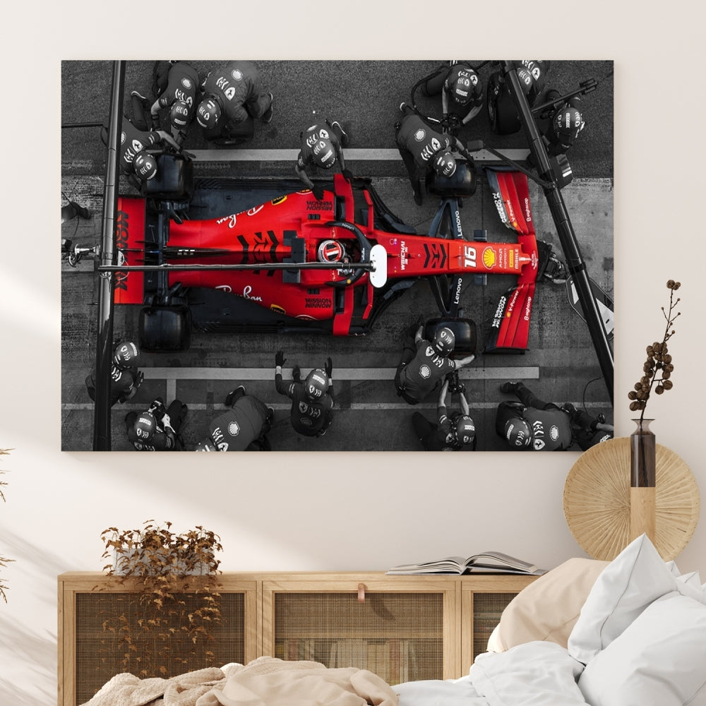 Formula Wall Art Print Car Racing Art F Pit Stop Printed Canvas Wall Decor Framed