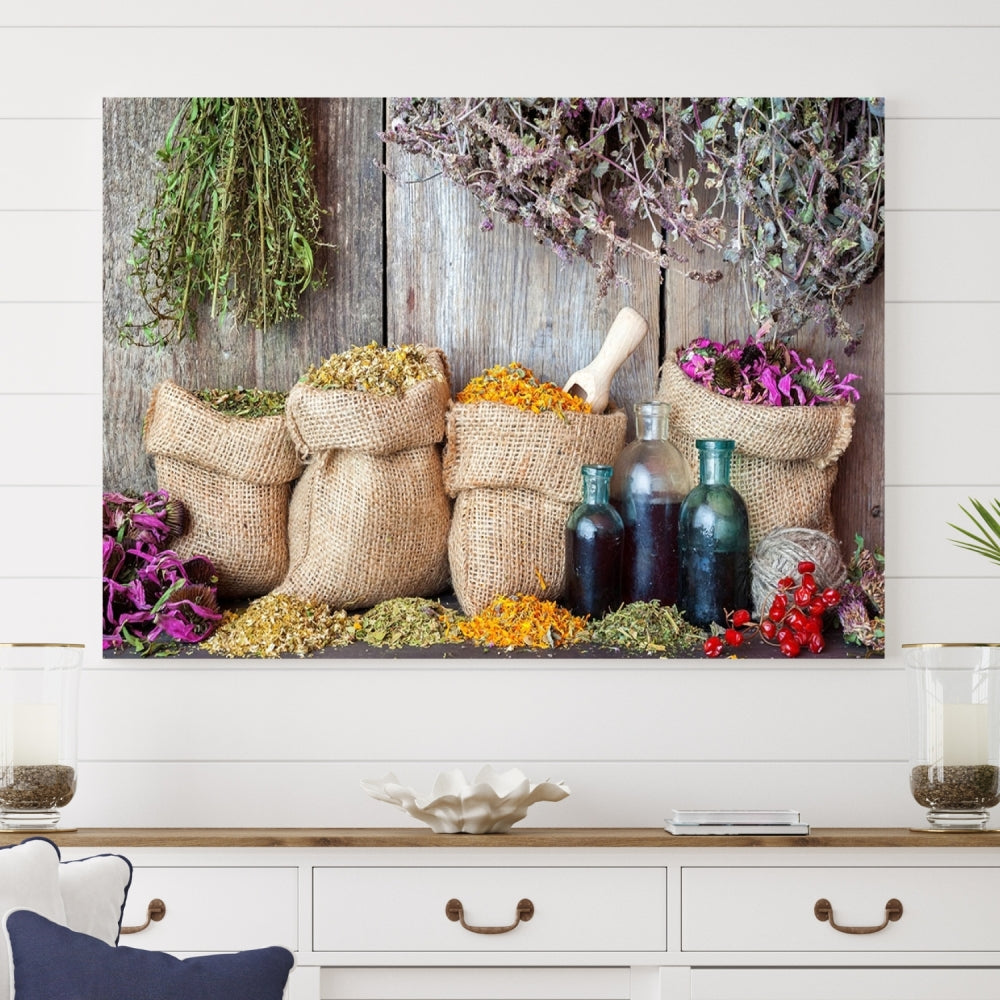 Colorful Dried Flowers Wall Art Spices Art Canvas Print Modern Living Room Wall Decor