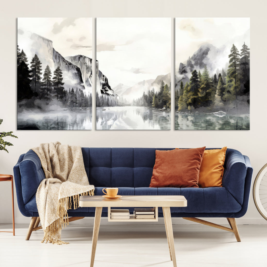Yosemite National Park Watercolor Wall Art Canvas Print Soft Apartment Modern Wall Decor