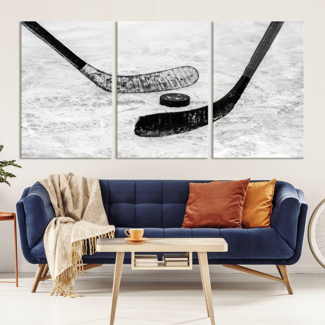 Winter Ice Hockey Wall Art Sport Canvas Print Hockey Fan Gift Framed Ready to Hang