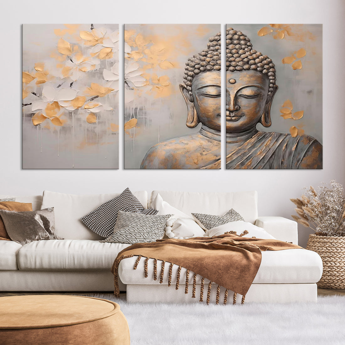 Buddha Wall Art Spiritual Abstract Canvas Print, Buddhism Canvas Art for Wall Decor