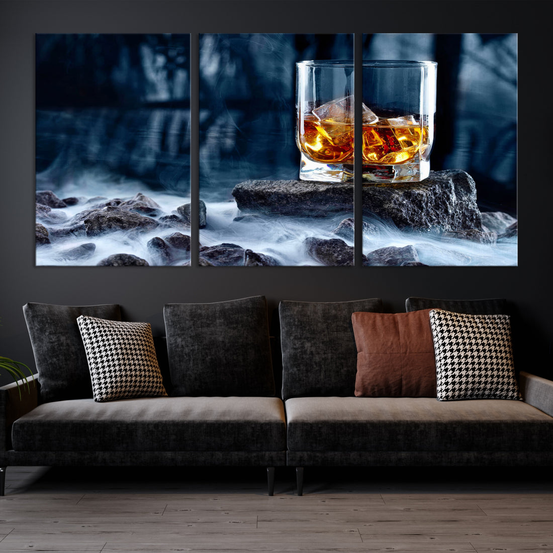 Whiskey Glass Wall Art Canvas Print, Gift for Men, Scotch whiskey canvas art, cabin wall decor