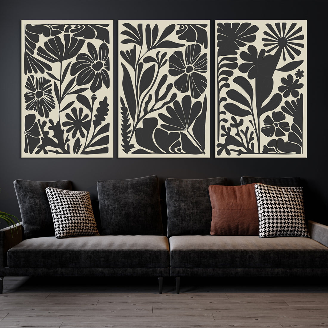 Canvas Wall Art Set Abstract Floral Botanical Prints Minimalist Modern Art Boho Wall Decor