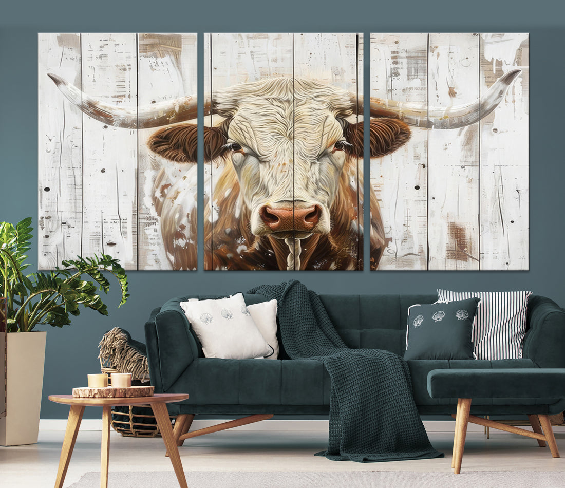 Vintage Background Texas Cow Longhorn Wall Art