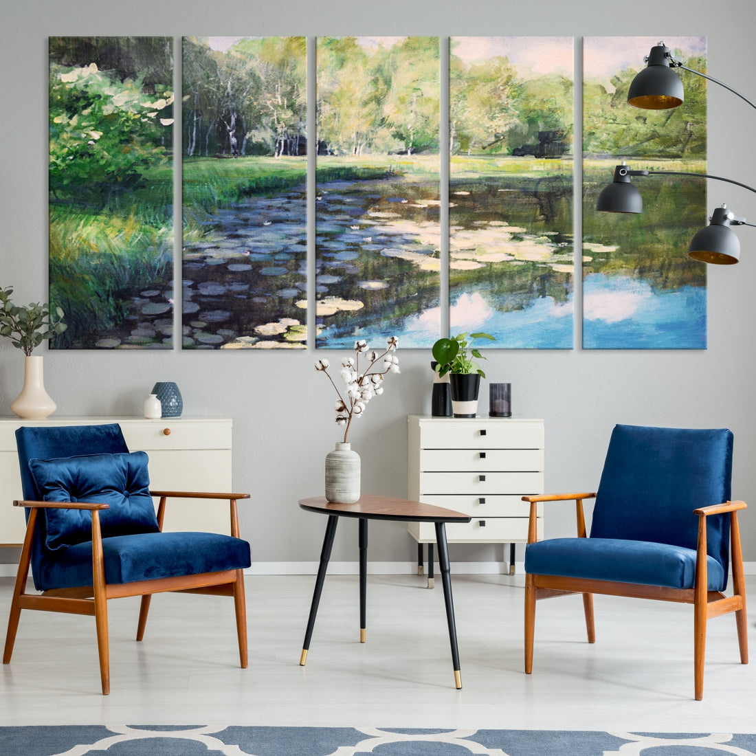 Forest Pond River Lake Extra Large Wall Art Canvas Print