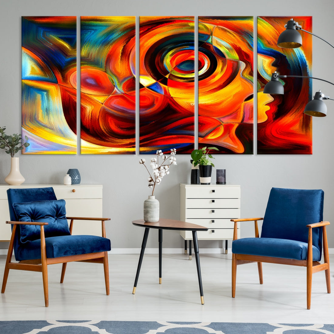 Colorful Abstract Faces Contemporary Wall Art Canvas Print
