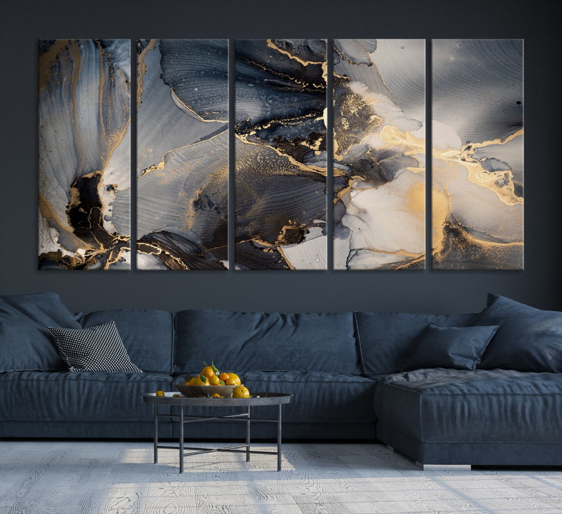 Large Abstract Fluid Effect Modern Canvas Wall Art Print