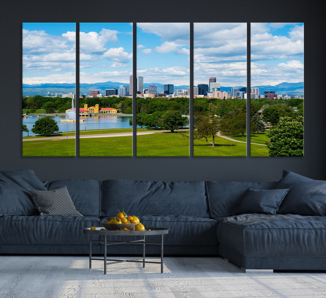 Spring in Denver Cityscape View Large Wall Art Canvas Print