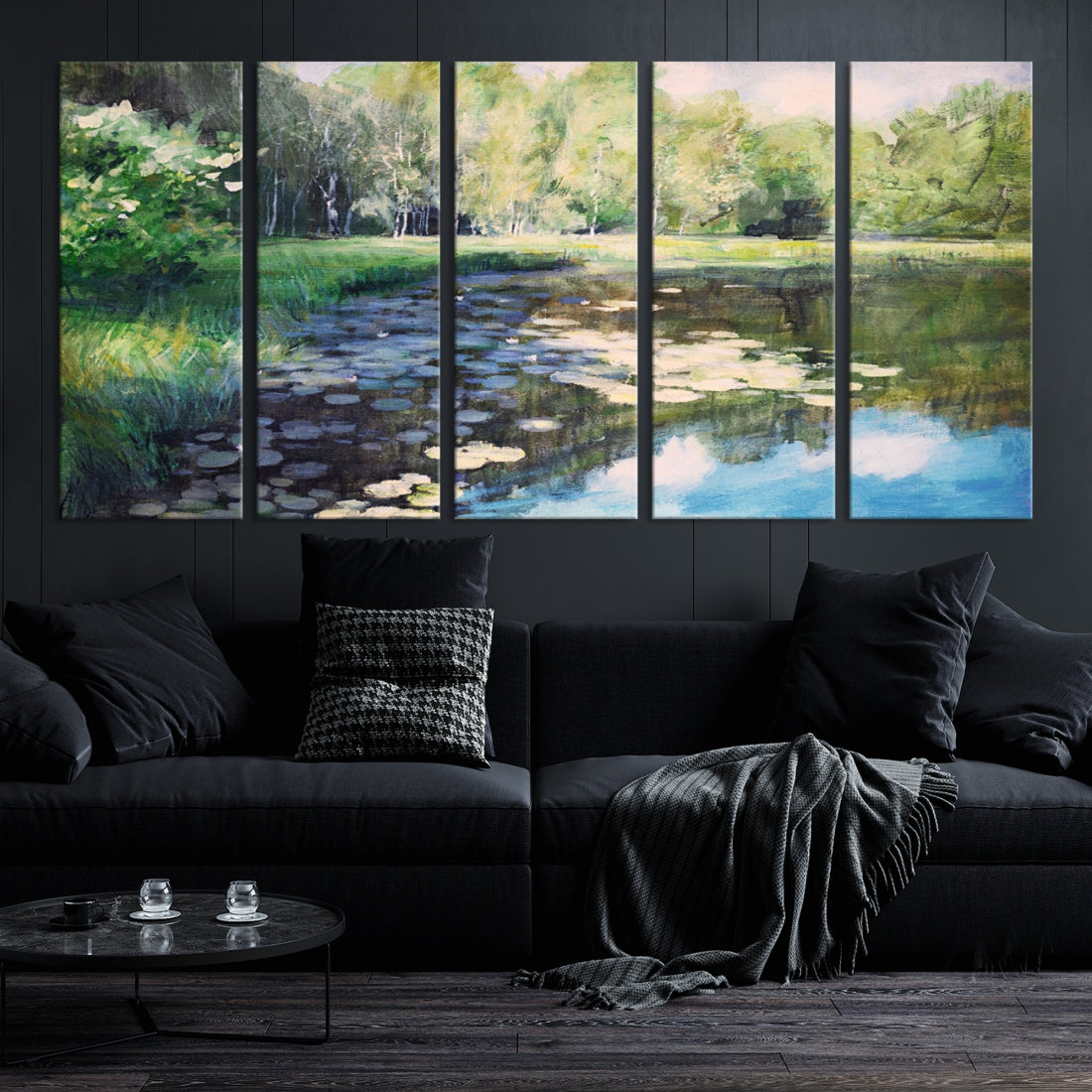 Forest Pond River Lake Extra Large Wall Art Canvas Print