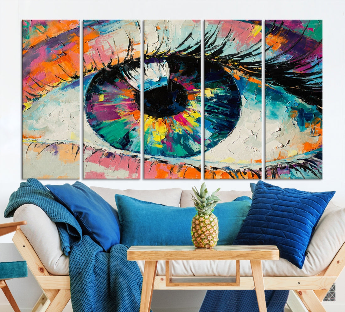Bright Colors Eye Painting Print on Canvas Wall Art Framed Living Room Decor