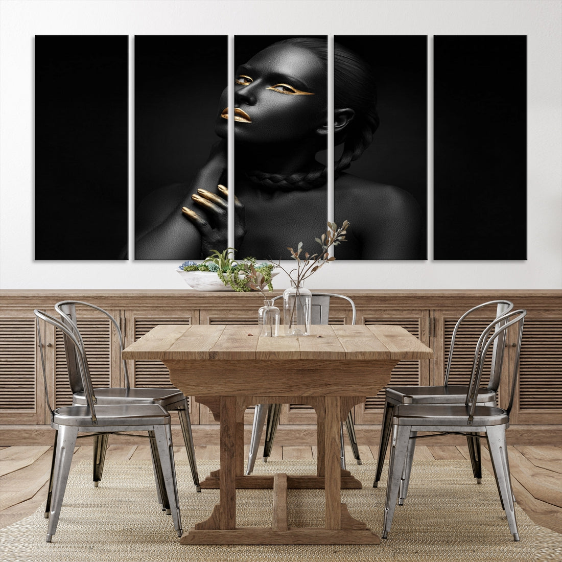 Black Woman Makeup Wall Art Print Modern Canvas Fashion Art Print
