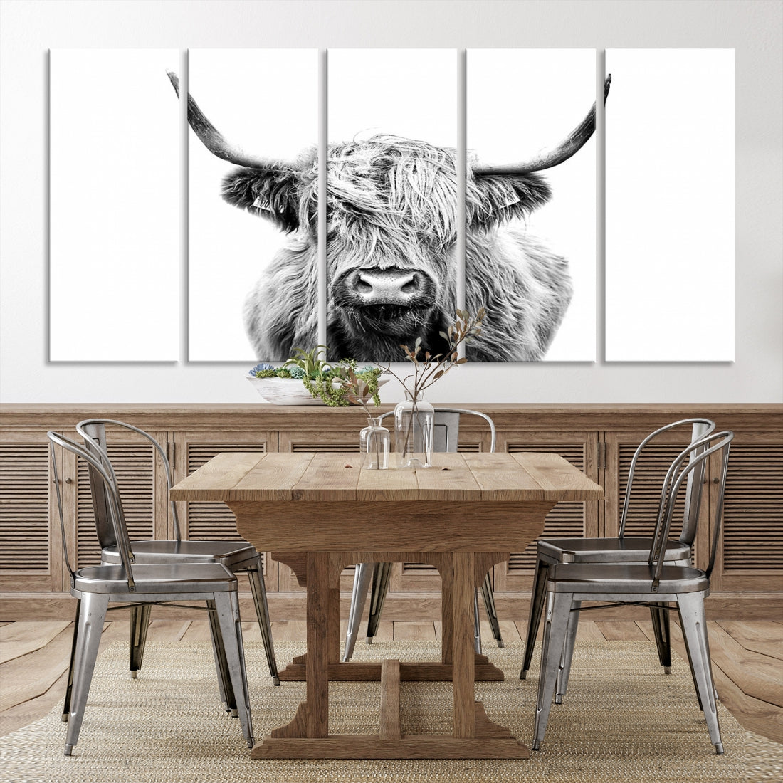 Scottish Highland Cow Farmhouse Wall Art Canvas Print