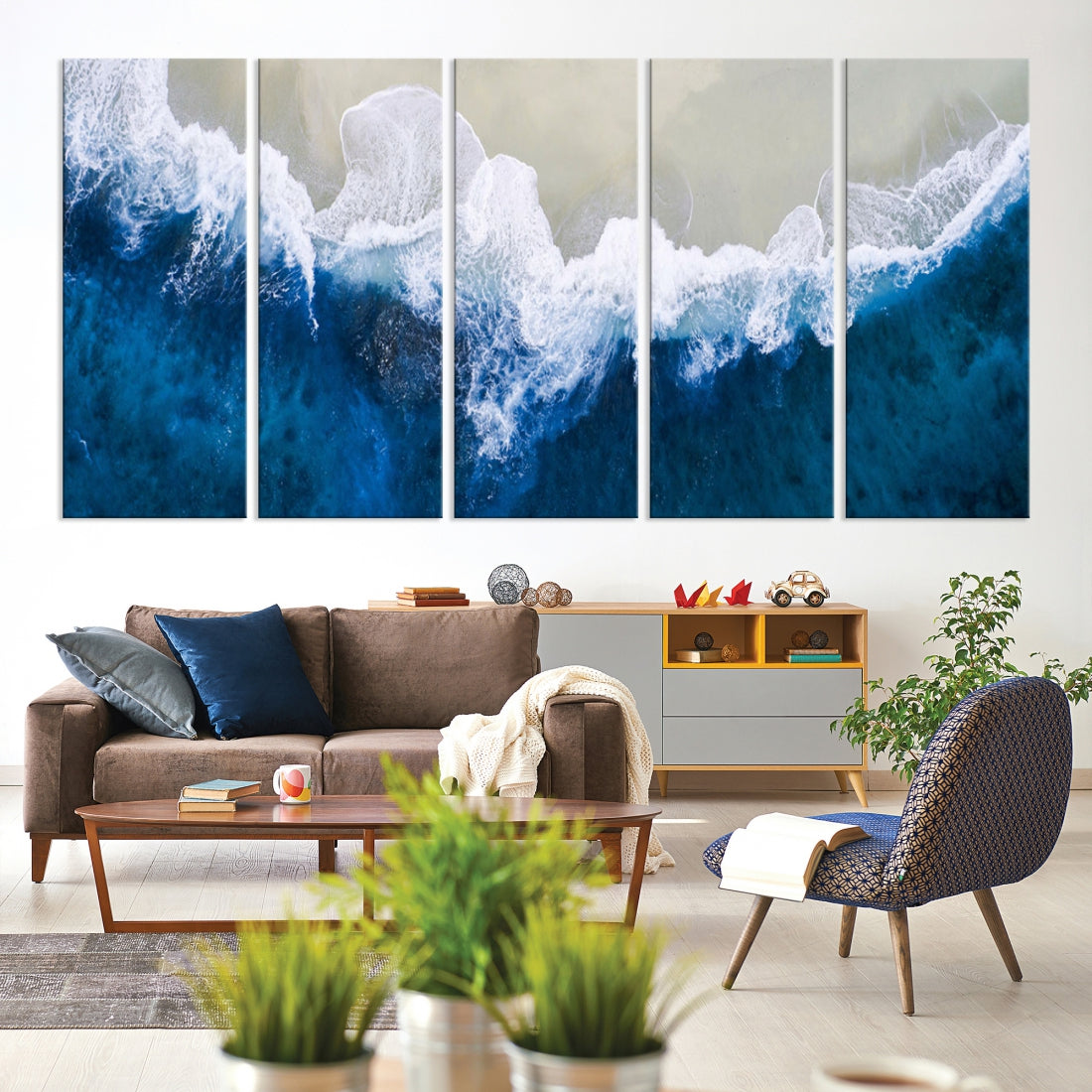 Hypnotic Aerial Beach Photo Wall Art Print Extra Large Ocean Canvas Print