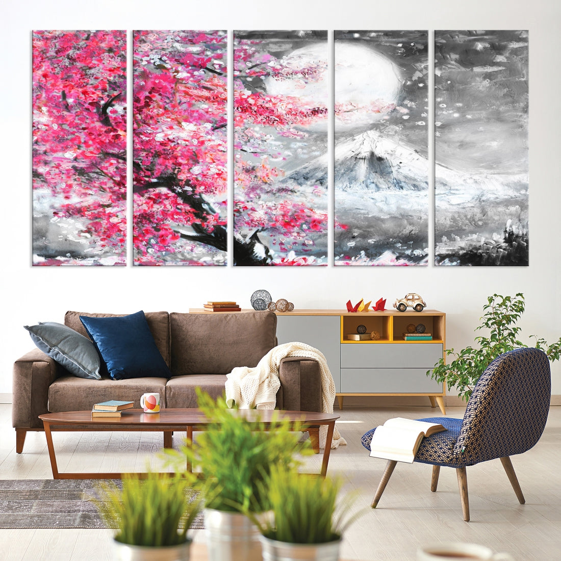 Cherry Blossom Artwork Winter Painting Modern Canvas Wall Decor Sakura Art