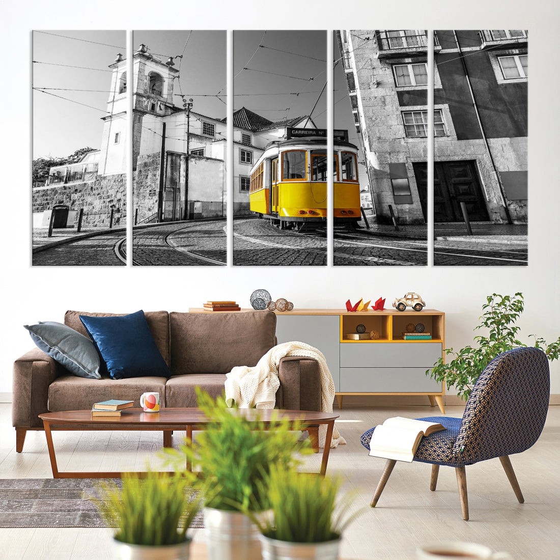 Iconic Yellow Lisbon Tram Canvas Wall Art Print Modern Decor Living Room Artwork