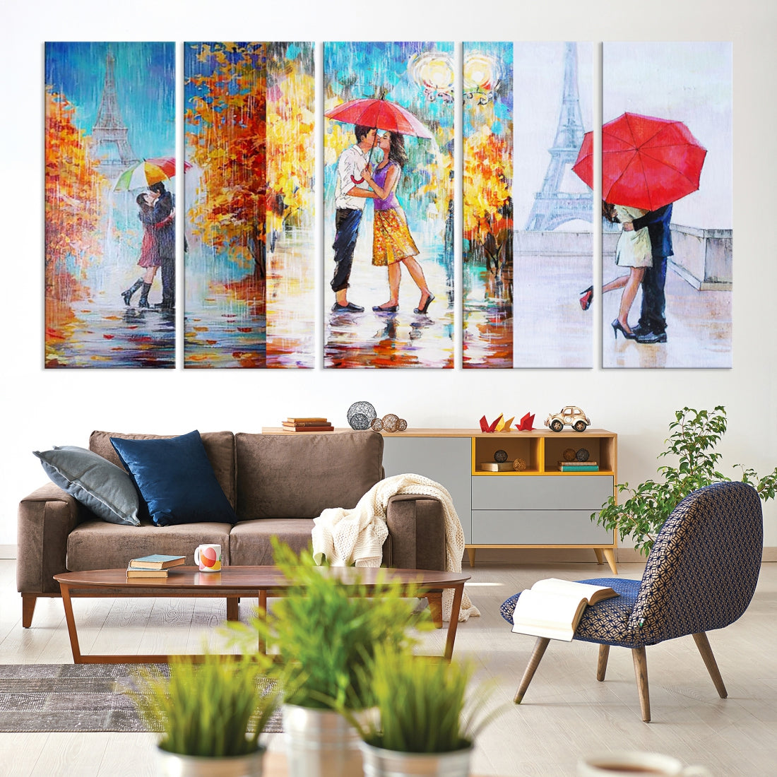 Lovers Under the Rain Autumn Canvas Wall Art Print Love Art Home Gift