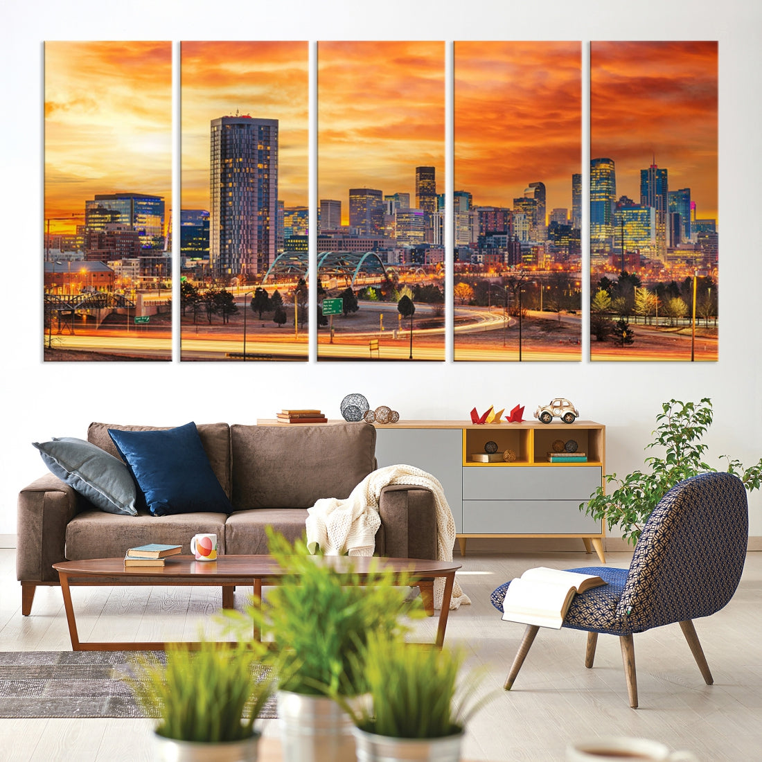 Thrilling Sunset Denver Wall Art Print Cityscape Picture Canvas Print