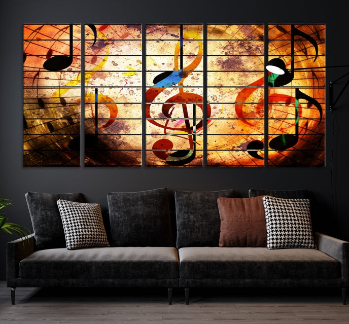 Music Note Treble Clef Abstract Large Wall Art Canvas Print