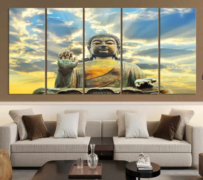 Buddha Wall Art | Meditating Print | Buddha Statue | Buddhism Decor | Large Buddhism Canvas | Spiritual Art | Large