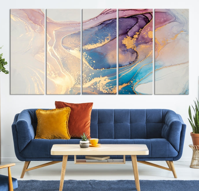 Bring a Pop of Pastel Colors & Modern Style to Your Home Decor with Our Large Abstract Wall Art Canvas Print