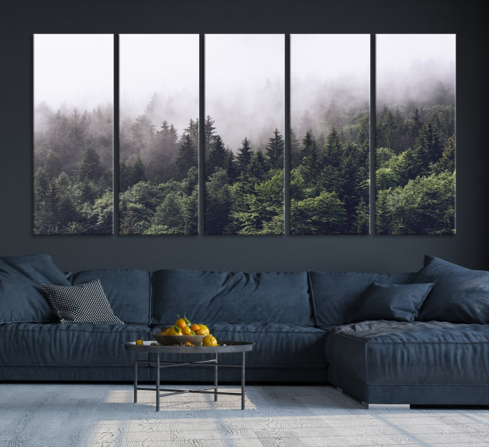 Bring the Calm & Tranquility of a Misty Foggy Forest with Clouds to Your Home with Our Nature Wall Art Canvas Print