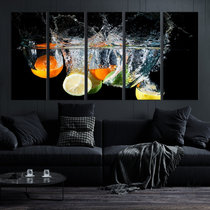 Large Kitchen Wall Art Fruits in Water Art Canvas Print