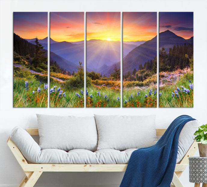 Spring Mountain Landscape Sunrise Nature Picture Giclee Canvas Wall Art Print