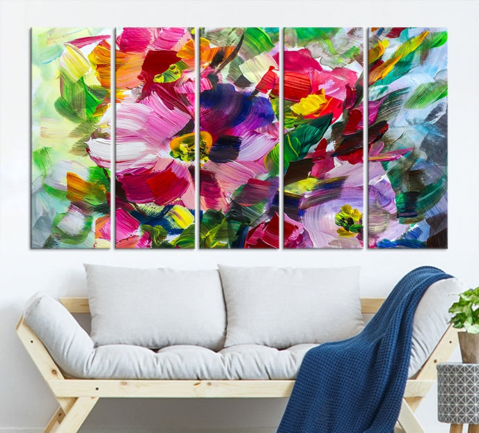 Flower Abstract Oil Painting Large Canvas Print for Living Room Decor