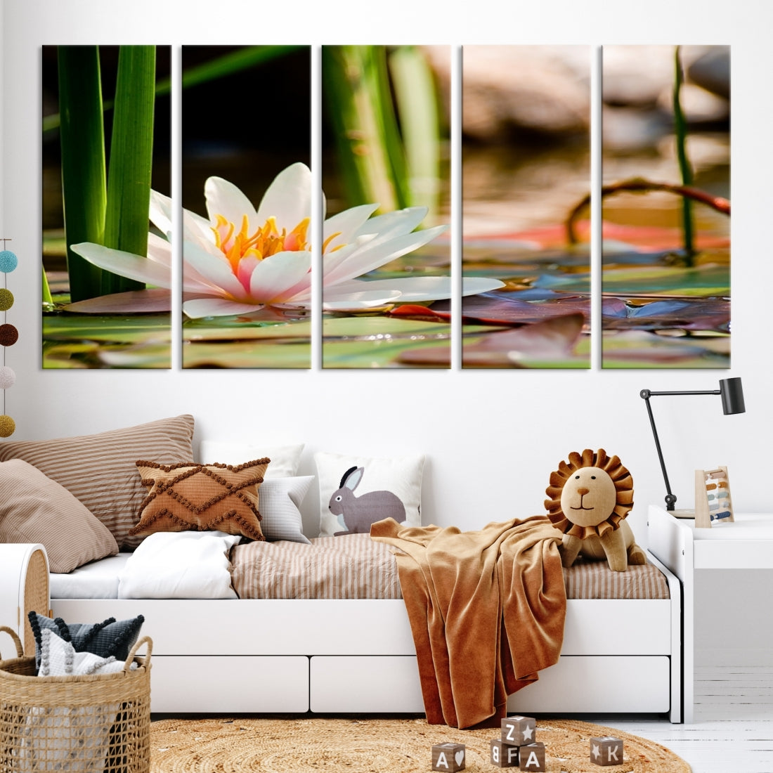 White Lotus Flower on Water Lily