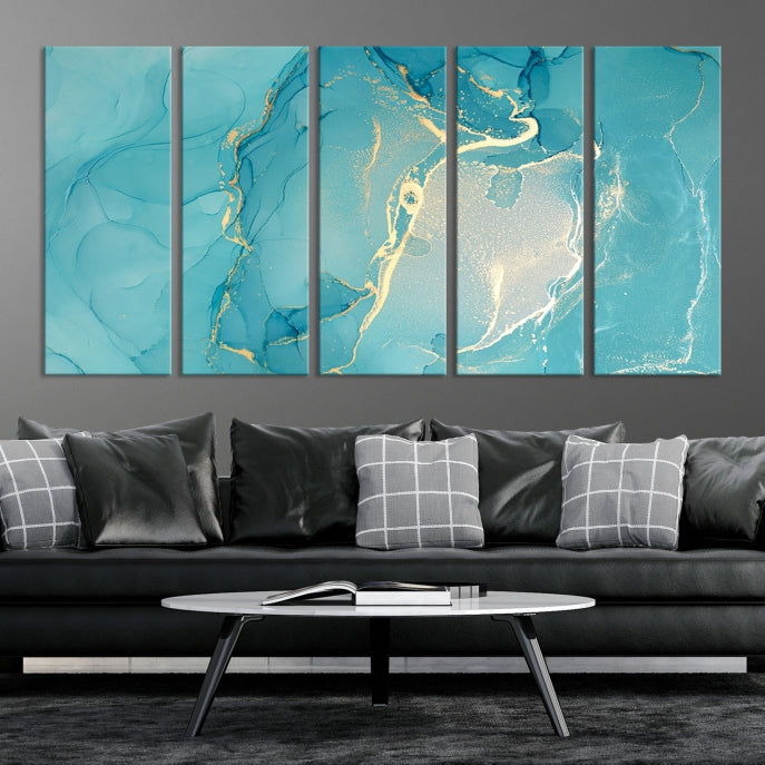 Large Turquoise Abstract Canvas Wall Art Abstract Print