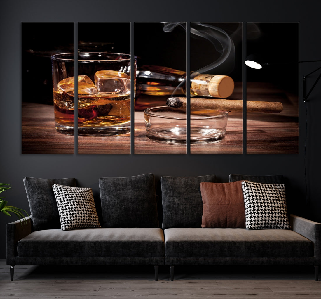 Elegant Whiskey Wall Art Canvas Print Bourbon Art Printing Modern Decor