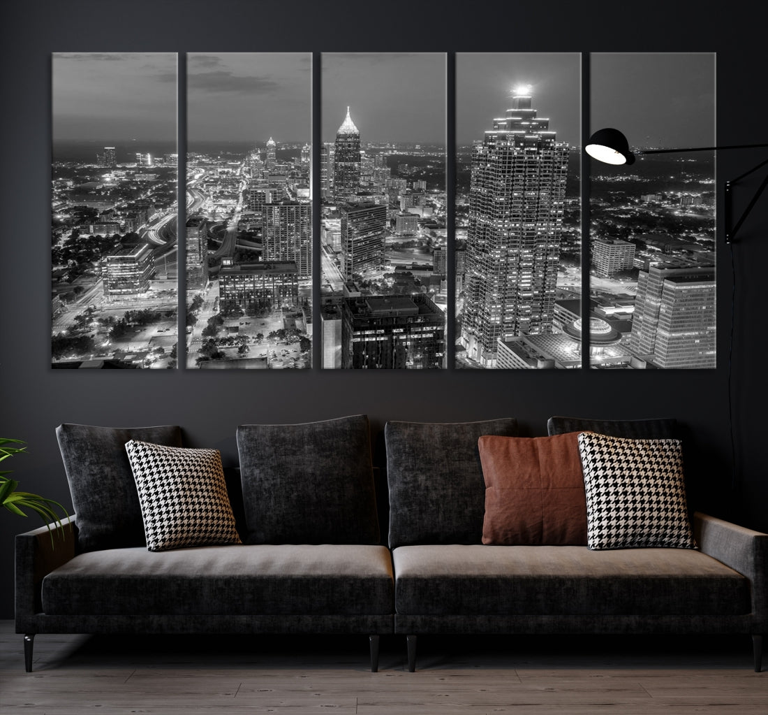 Bring the Beauty of Atlanta to Your Walls with Our Black & White City Skyline Wall Art Canvas Print