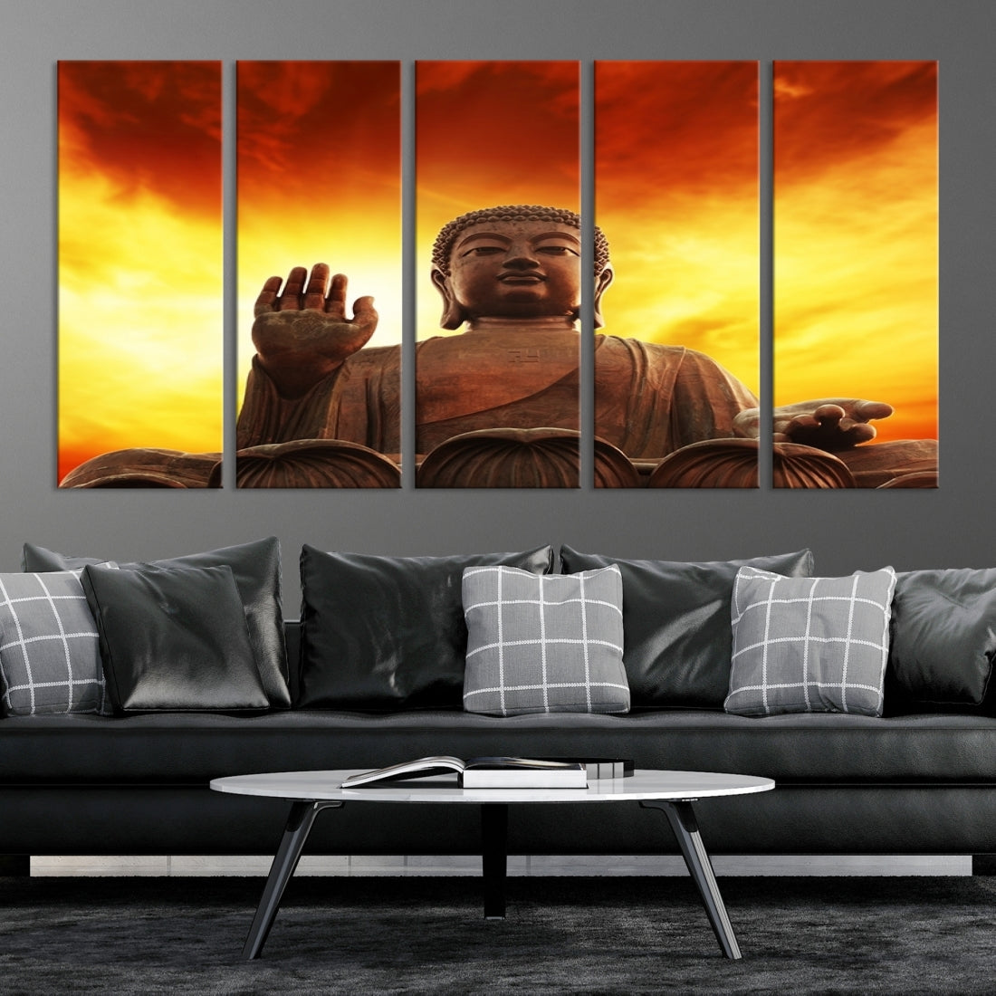 Large Wall Art Close up Buddha Statue at Sunset Canvas Print