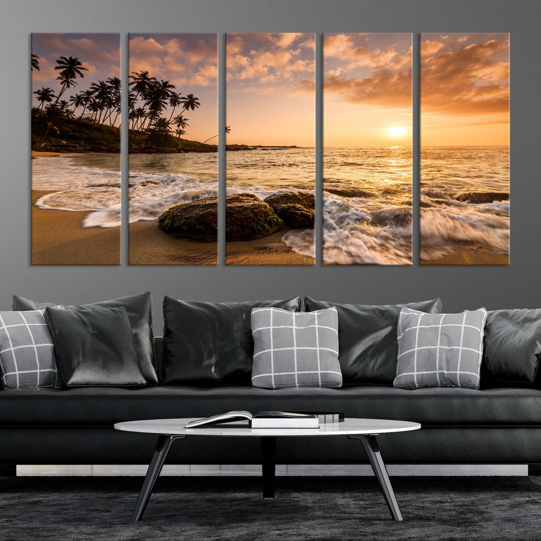 Tropical Island and Sunset Landscape Giclee Print Large Canvas Wall Art