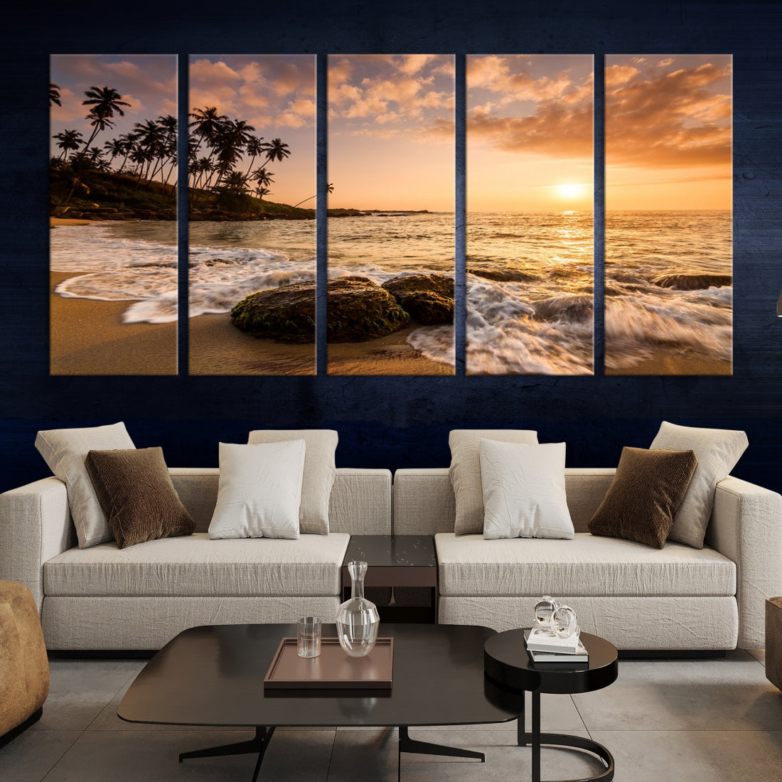 Tropical Island and Sunset Landscape Giclee Print Large Canvas Wall Art