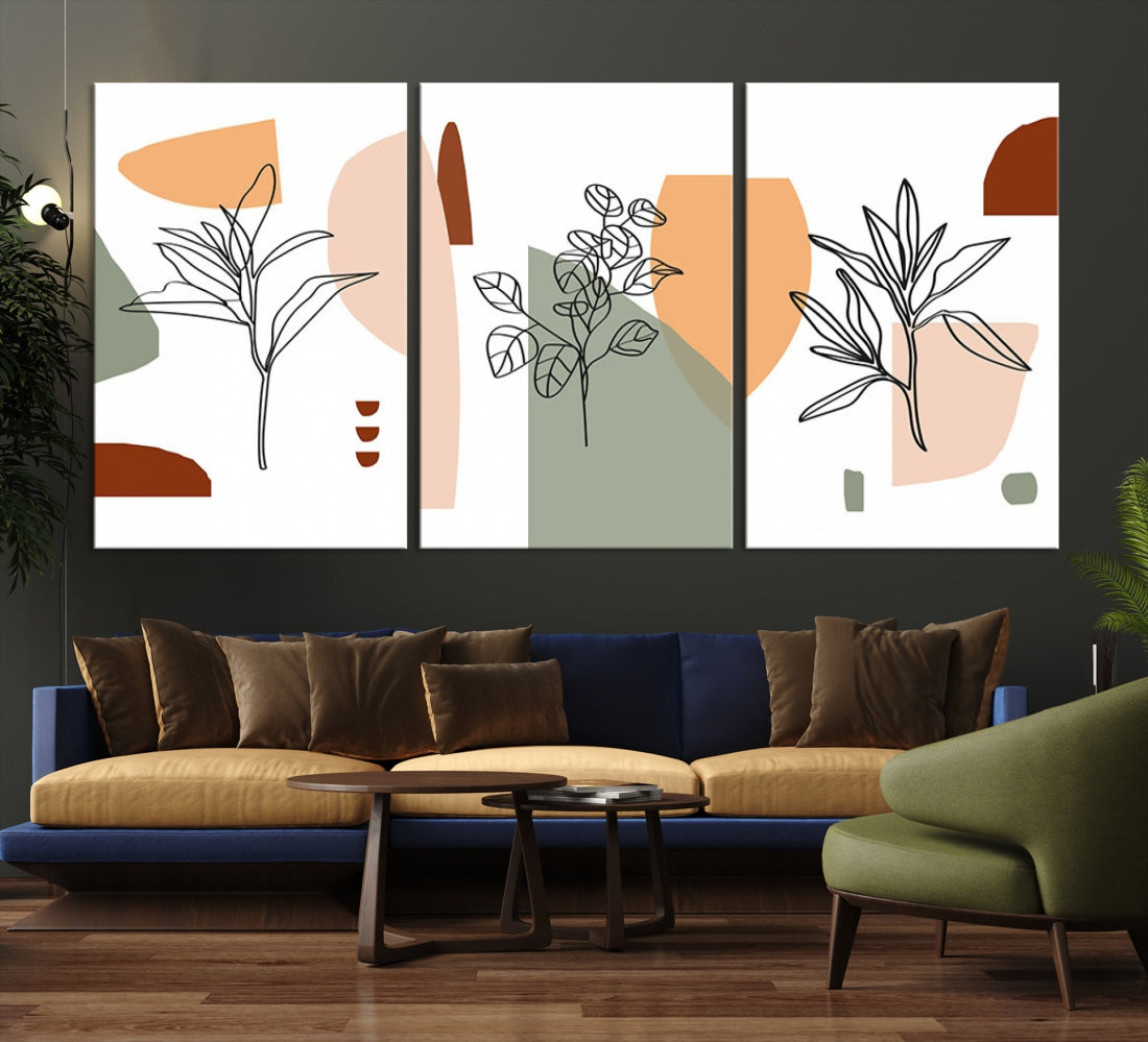 Modern Minimal Boho Wall Art Large Canvas Print Soft Apartment Decor