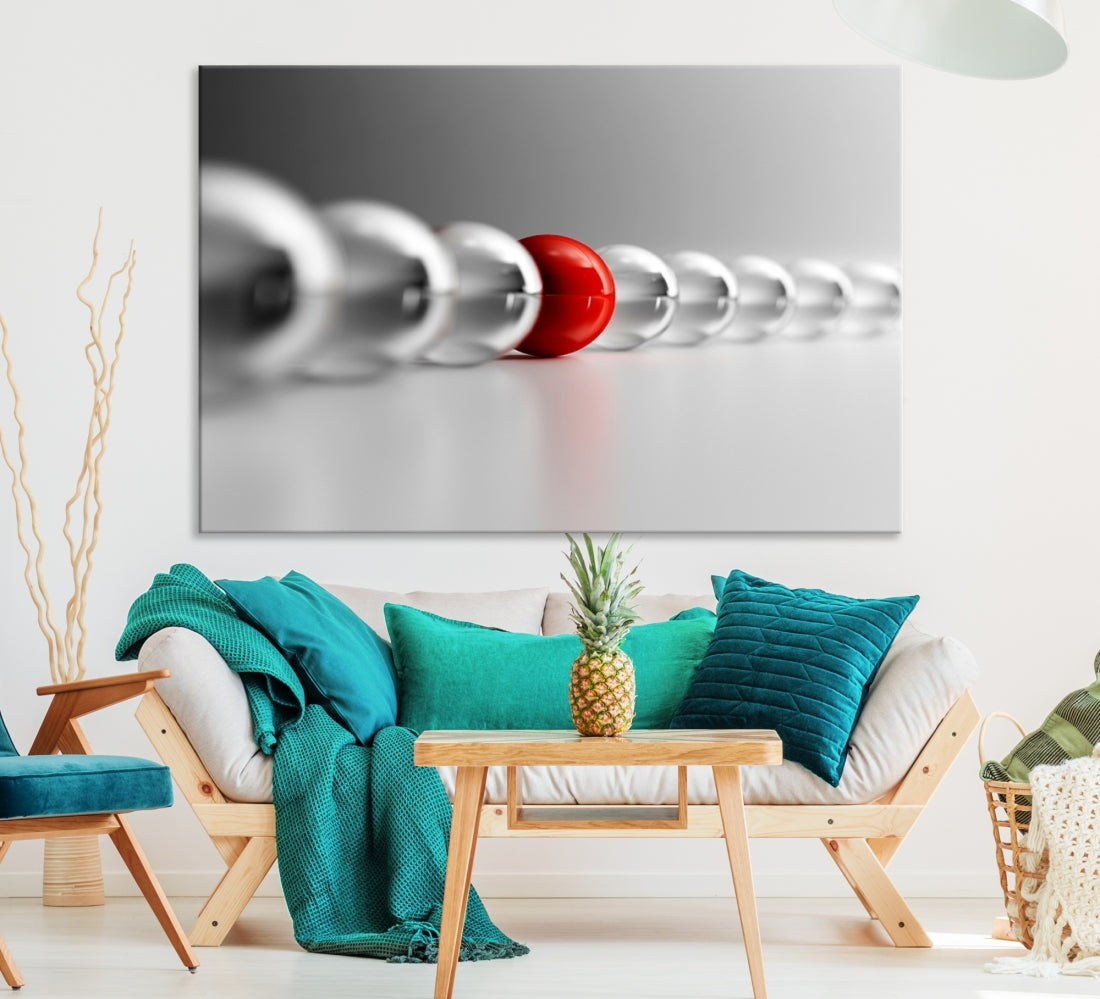 Large Wall Art Newton's Cradle Gray and Red Canvas Print