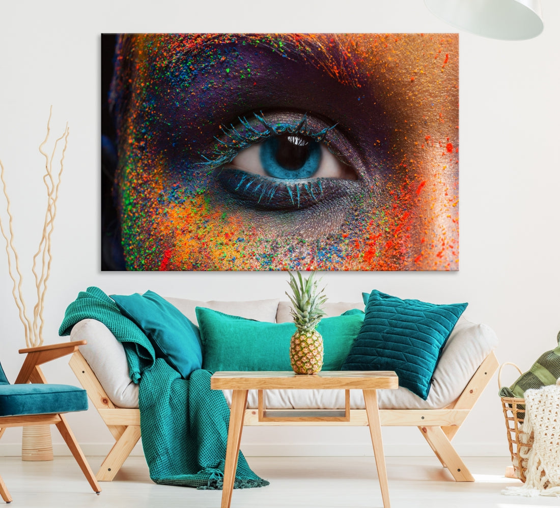Eye Close Up Colorful Makeup Fashion Canvas Wall Art Print