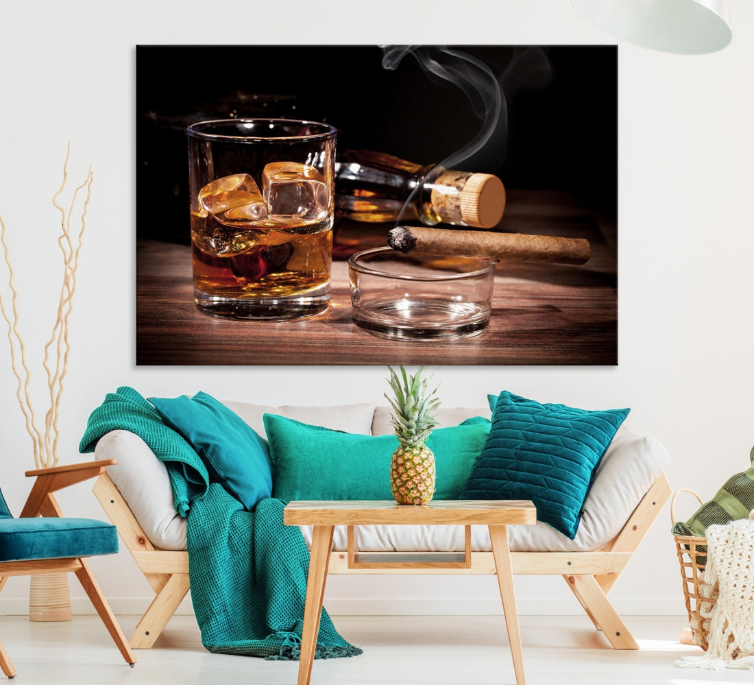 Elegant Whiskey Wall Art Canvas Print Bourbon Art Printing Modern Decor