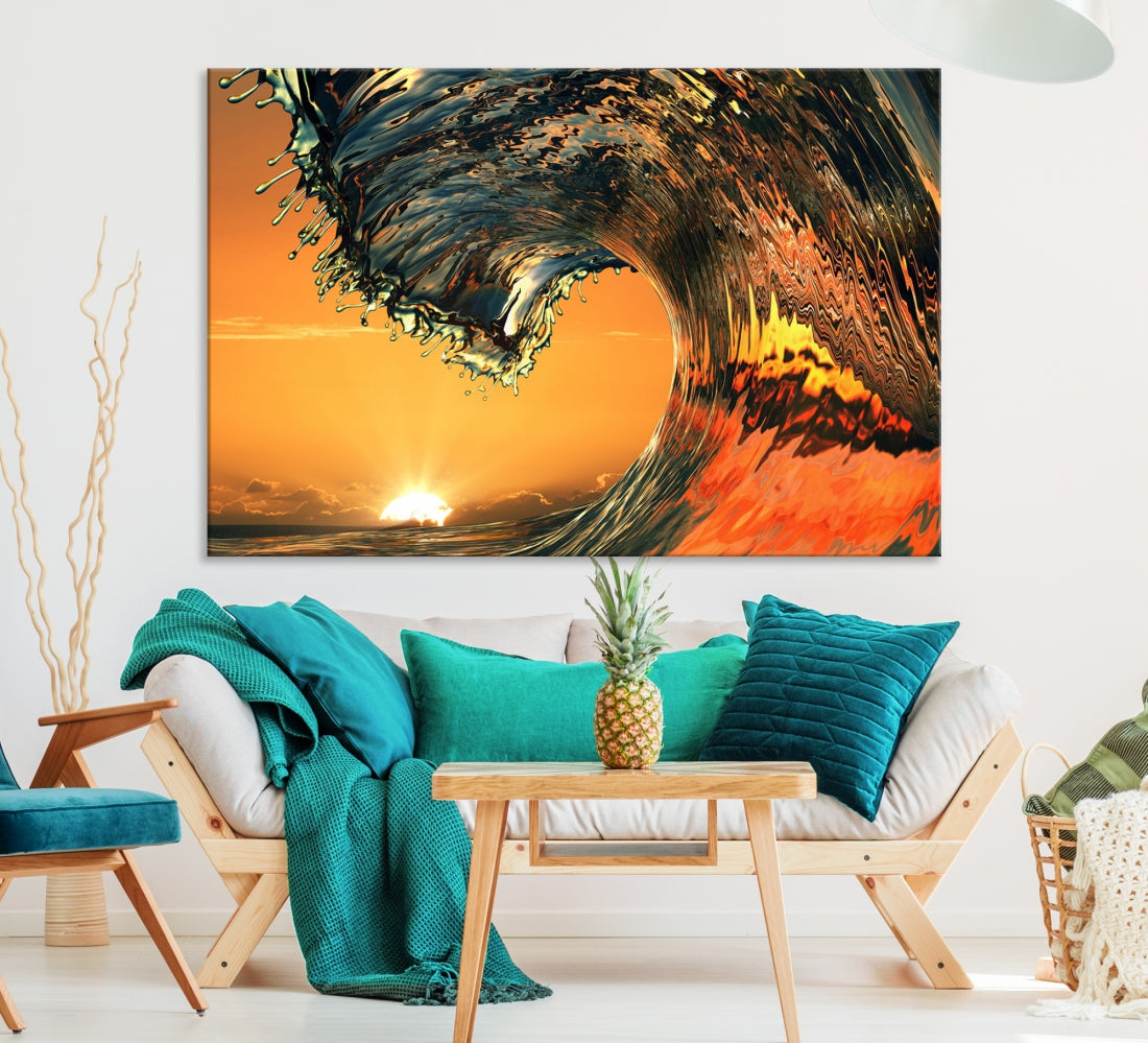 Excellent Shot of Ocean Wave Rip Curl Surf Wall Decor Canvas Print Framed