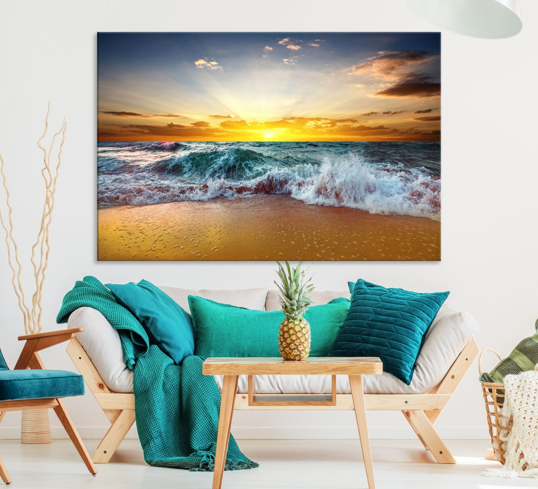 Sunset Wave & Ocean to Your Home with Our Wall Art Canvas Print