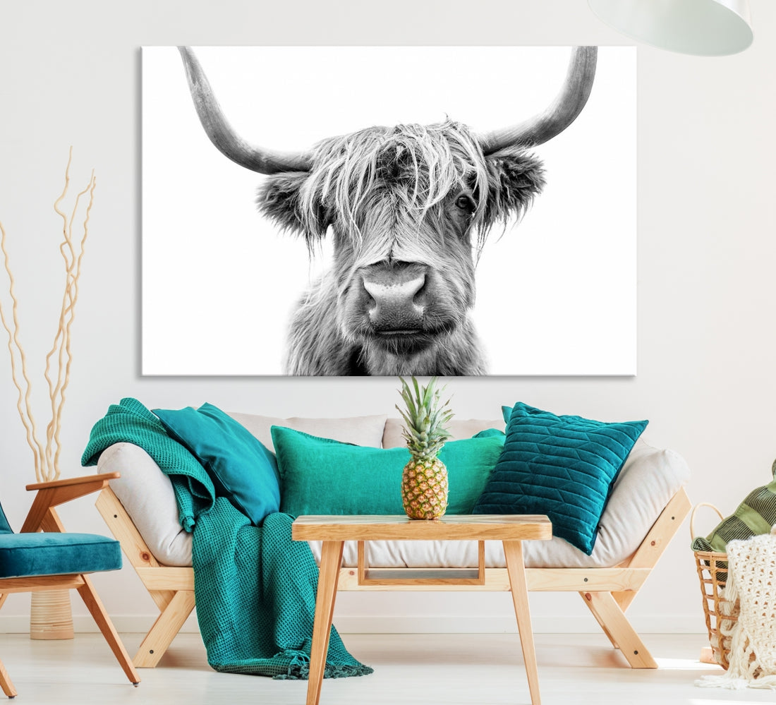 Scottish Highland Cow to Your Farmhouse with Our Wall Art Canvas Print Rustic Decor