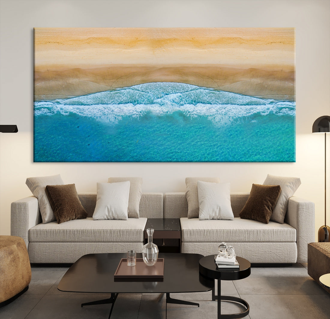 Large Aerial Beach Canvas Wall Art Print Aerial Ocean Photography Art Beach Art Nautical Art Framed Ready to Hang