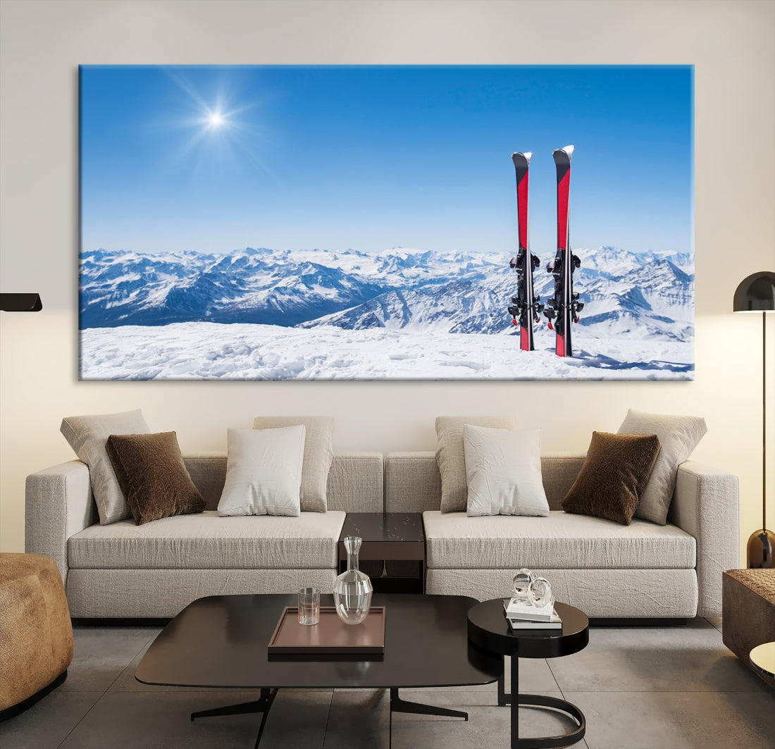 Ski Season Snow Mountain Giclee Canvas Extra Large Wall Art Print