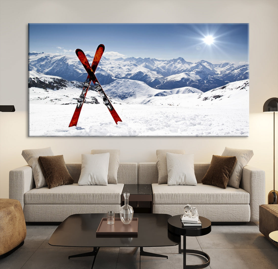 Large Ski Canvas Wall Art Print Skiing Sports Wall Art Framed