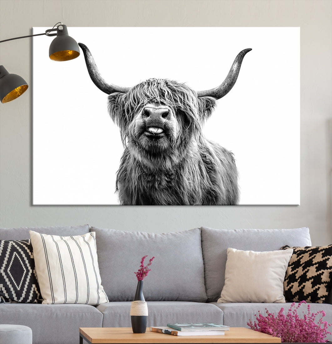 Bring the Charm of a Scottish Highland Cow to Your Farmhouse with Our Wall Art Canvas PrintA Rustic & Cozy Decor